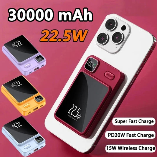 Power Bank Magnetic 30000mAh 22.5W Fast Charging PD20W Wireless External Battery Magsafe Powerbank For iPhone 14 Samsung Huawei